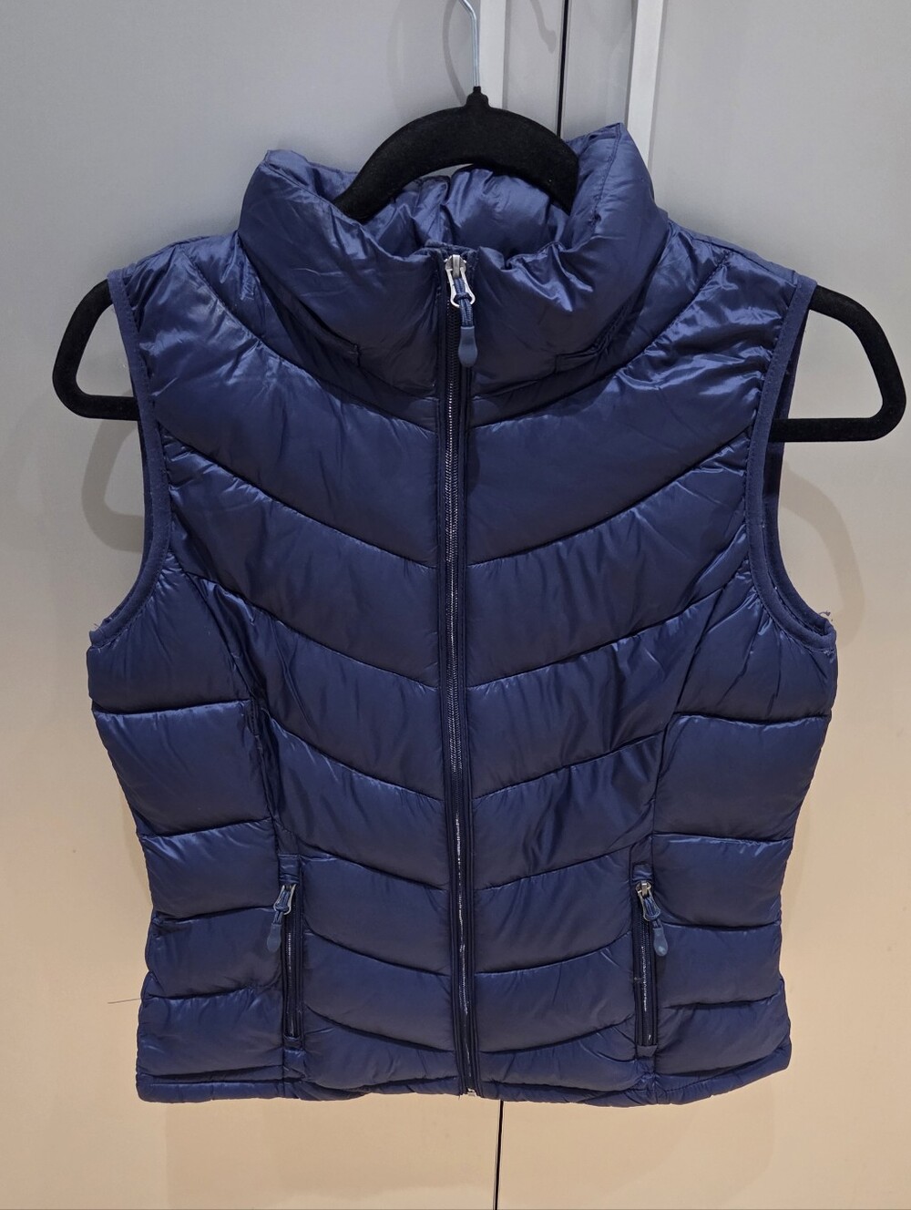 Charter Club Navy Quilted Puffer Vest - Sleeveless Zip Front